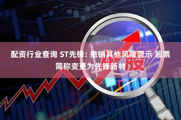 配资行业查询 ST先锋: 撤销其他风险警示 股票简称变更为先锋新材